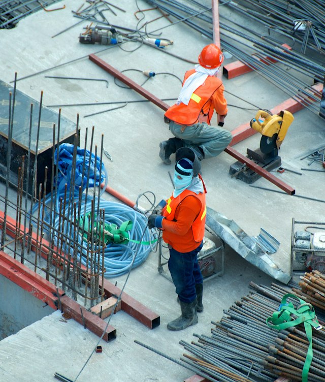 Skilled trades workers on a construction site