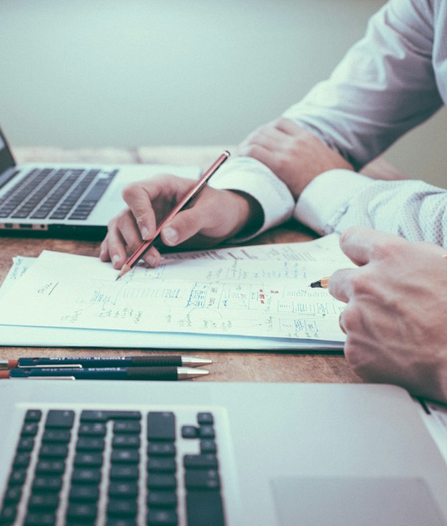 Professionals reviewing skilled-work plans
